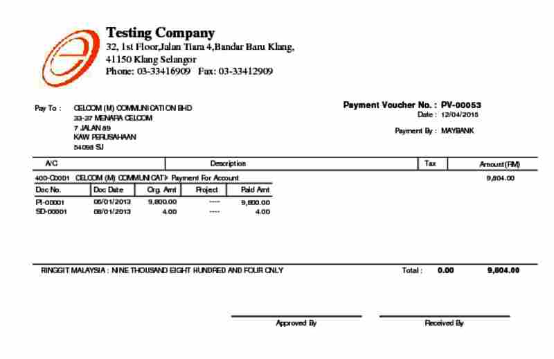 04 Payment Voucher Half Page (Project Code)
